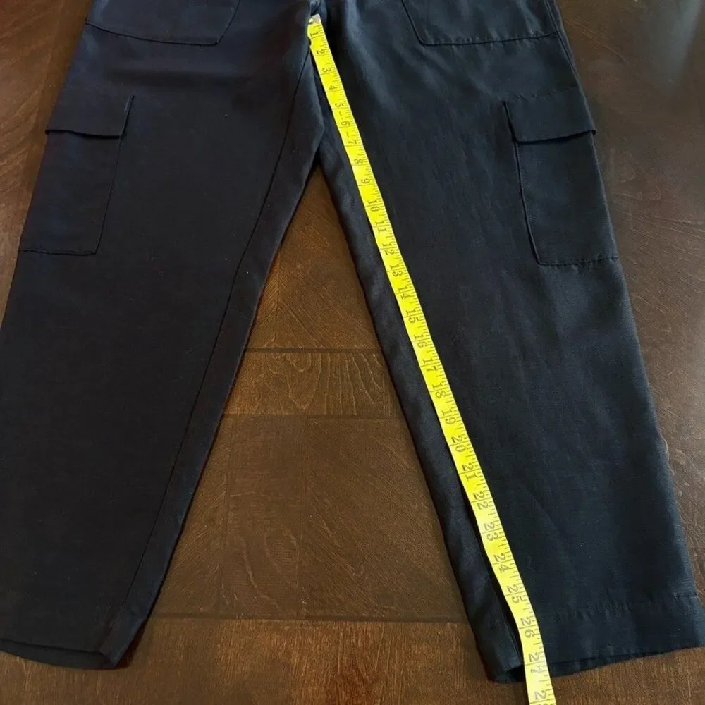 Aritzia Babaton Pants Titan Cargo Linen Blend Pull On Sz 10 Minimalist Utility